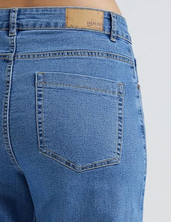inkd Denim Drama Women's Wide Leg Jeans - High-Rise | Stretchable | Enzyme Wash | Classic 5 Pocket Styling | Jeans for Women for Women | Best Price UAE
